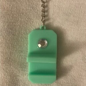 Versatile 2-in1 Smartphone Stand Keychain in Mint Green with Jewel